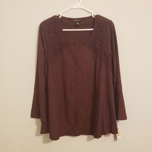 Style & Co Suede 3/4 Sleeve Blouse